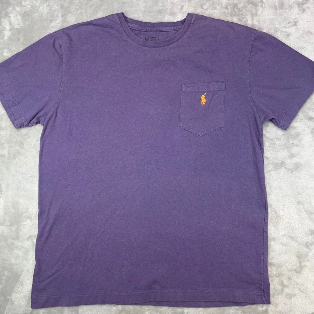 POLO‎ RALPH LAUREN T-Shirt Mens Small Purple Pocket Short Sleeve Preppy Pony Tee
